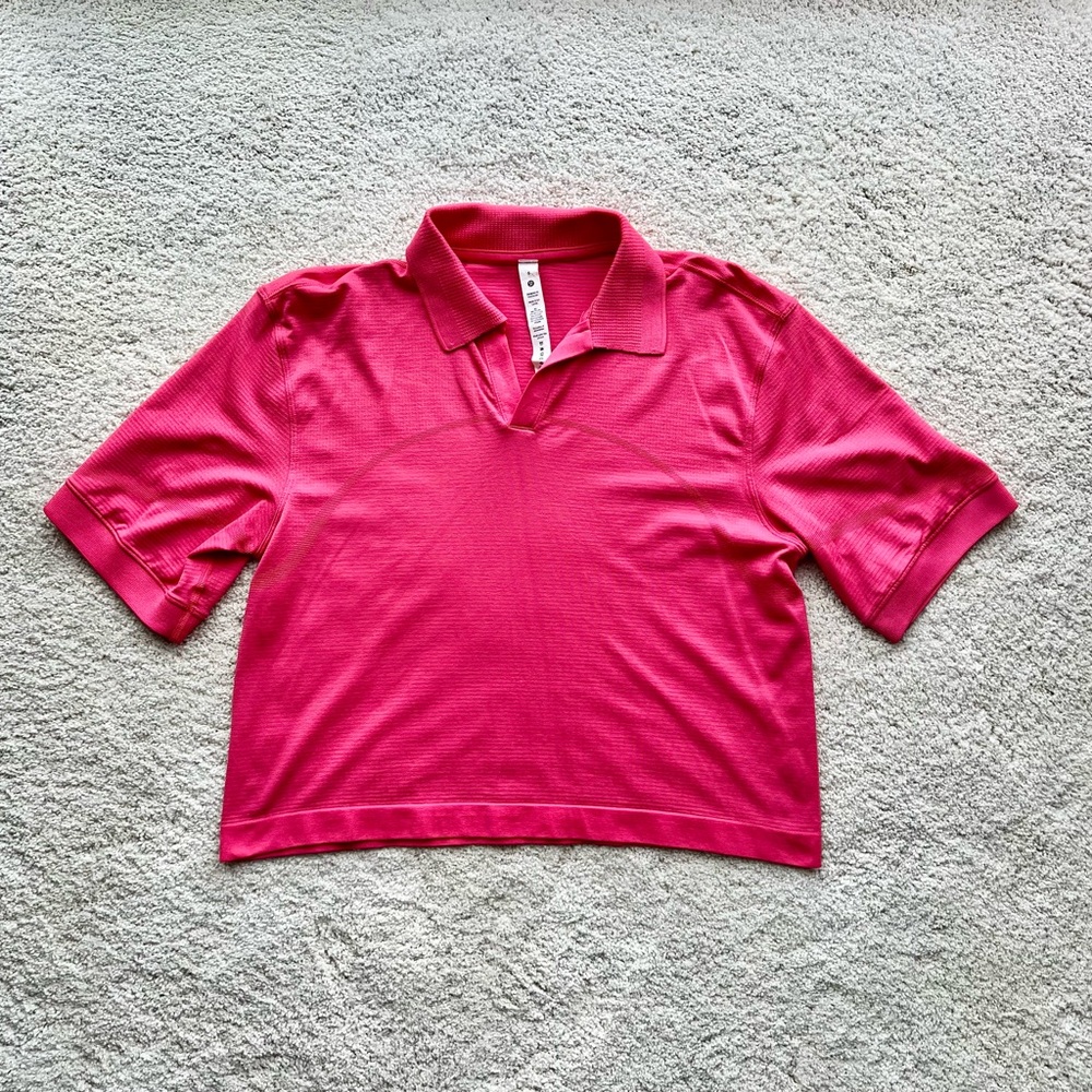 Like New! Lululemon Swiftly Tech Relaxed-Fit Polo Shirt color Lip Gloss size 6